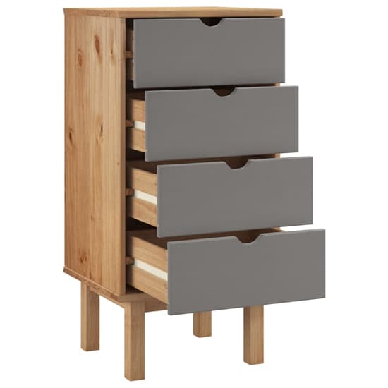 Ieva Solid Pine Wood Chest Of 4 Drawers In Brown And Grey