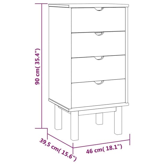 Ieva Solid Pine Wood Chest Of 4 Drawers In Brown And Grey