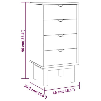 Ieva Solid Pine Wood Chest Of 4 Drawers In Brown And Grey