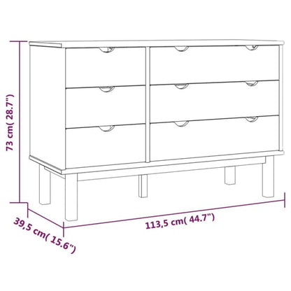 Ieva Solid Pine Wood Wide Chest Of 6 Drawers In Brown And Grey