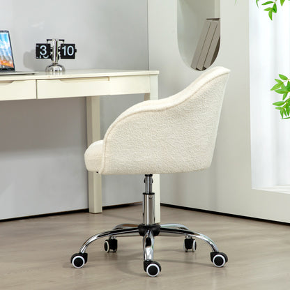 HOMCOM eddy Fleece Swivel Office Chair - Cream