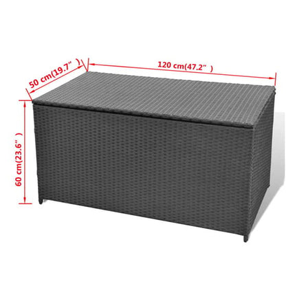 FURCO 120cm Black PE Rattan Outdoor Storage Chest with Gas Lift Mechanism