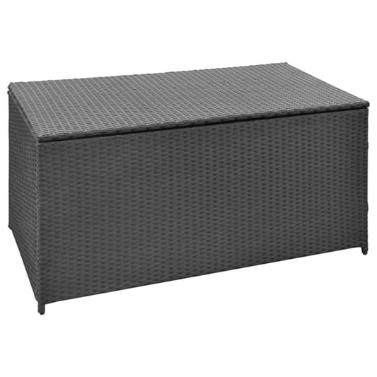 FURCO 120cm Black PE Rattan Outdoor Storage Chest with Gas Lift Mechanism