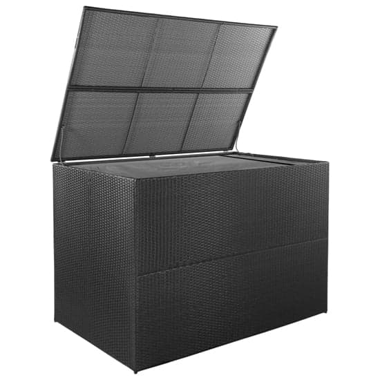 FURCO Black Poly Rattan Garden Storage Chest with Waterproof Liner