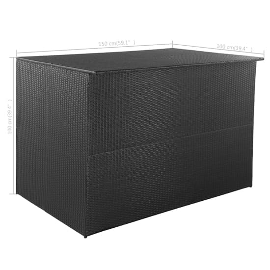 FURCO Black Poly Rattan Garden Storage Chest with Waterproof Liner