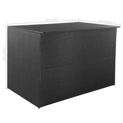 FURCO Black Poly Rattan Garden Storage Chest with Waterproof Liner