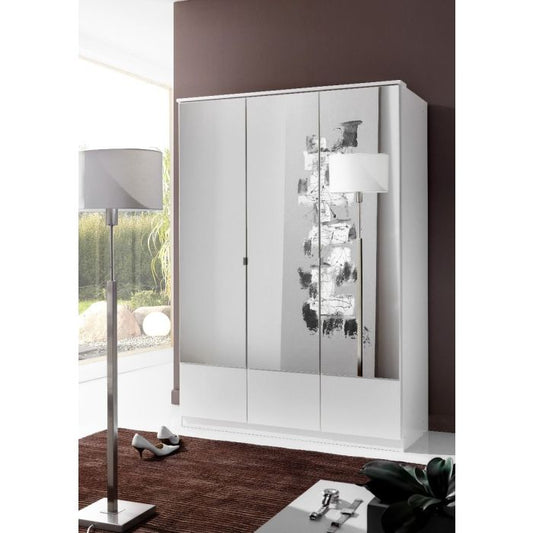 Inagu 3 Door Mirrored Wardrobe | Hinged | White | Mirror | 3 Doors | 135cm