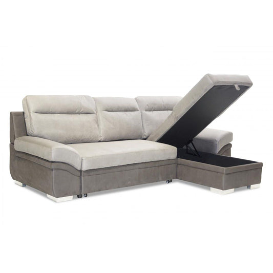 Linen Grey 2 Seater Storage Corner Sofabed - Stylish & Functional Comfort for Your Living Space