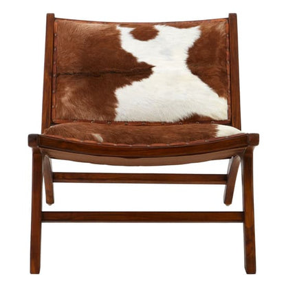 Inco Upholstered Goat Hide Fabric Accent Chair In Natural