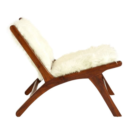 Inco Upholstered White Faux Fur Fabric Accent Chair In Natural