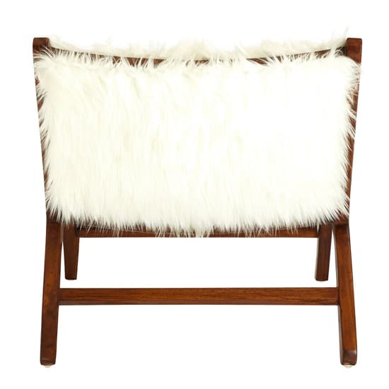 Inco Upholstered White Faux Fur Fabric Accent Chair In Natural