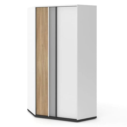 Indio Kids Corner Wardrobe with 2 Doors in Matt White - Stylish & Space-Saving Storage Solution