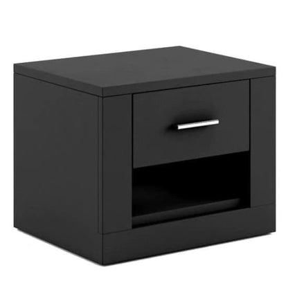 Ionia Wooden Bedside Cabinet With 1 Drawer In Matt Black