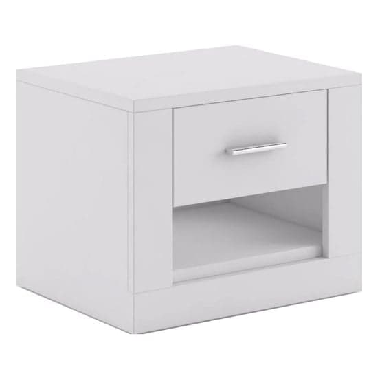 Ionia Wooden Bedside Cabinet With 1 Drawer In Matt White