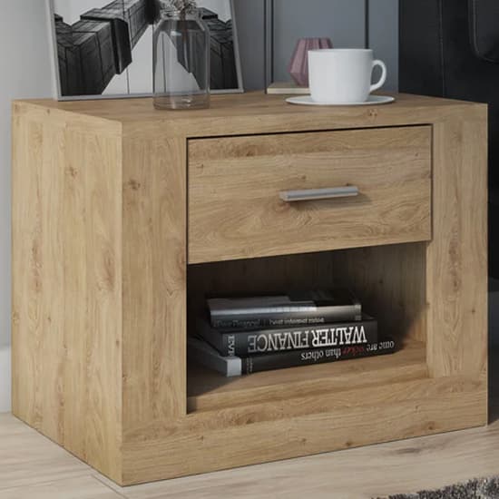 Ionia Wooden Bedside Cabinet With 1 Drawer In San Remo Oak