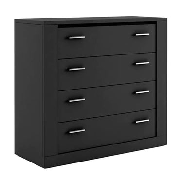 Modern Matt Black Wooden Chest of 4 Drawers for Bedroom Storage