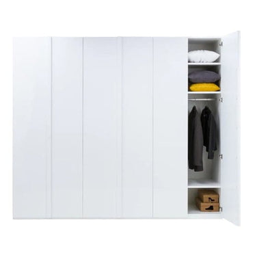 Iowa High Gloss Wardrobe With Hinged 6 Doors In White