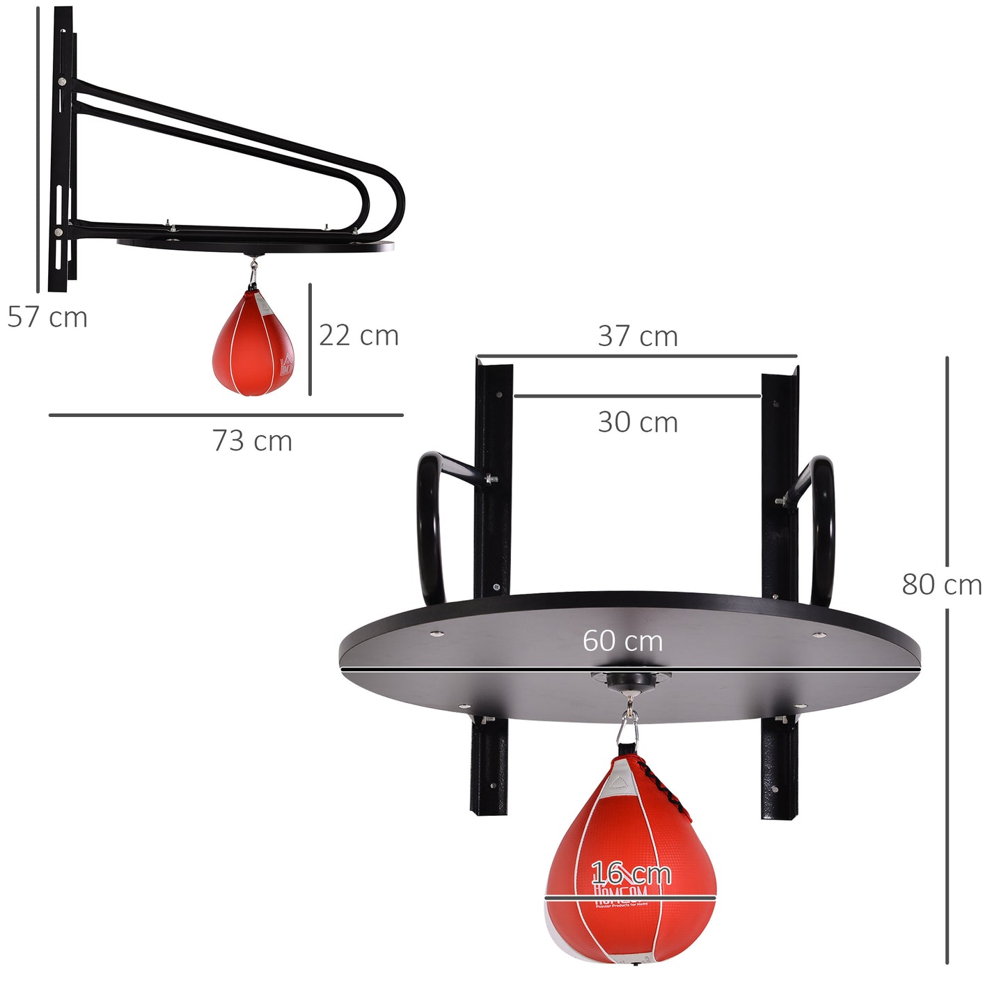 HOMCOM all-mounted Punching Ball Height Adjustable Hanging Speedball Platform Set Frame Stand Boxing Sports