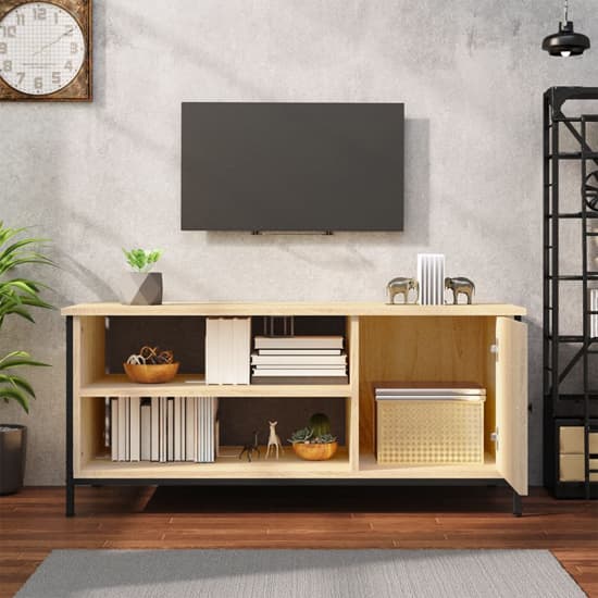 Furco Isabelle Sonoma Oak TV Stand with Storage Door and Shelf for Living Room