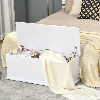 HOMCOM ooden Storage Box Clothes Toy Chest Bench Seat Ottoman Bedding Blanket Trunk Container with Lid - White