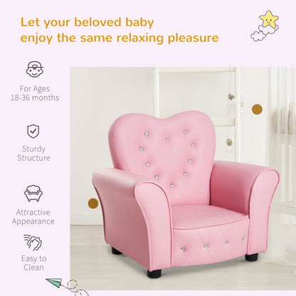 HOMCOM ids Armchair Toddler Chair Seating Relax Playroom Seater Girl Princess Pink