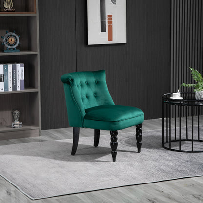 HOMCOM elvet-Feel Wingback Accent Chair, with Wooden Legs - Green