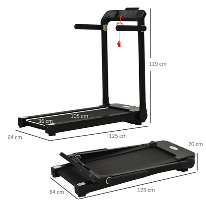 HOMCOM 00W Foldable Steel Motorised Treadmill Running Machine w/ LCD Monitor Black