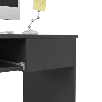 HOMCOM ompact Computer Desk with Keyboard Tray and Drawer, Study Desk, Writing Desk for Home Office, Grey