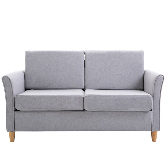 HOMCOM 2 Seater Linen-Look Sofa - Grey Fabric