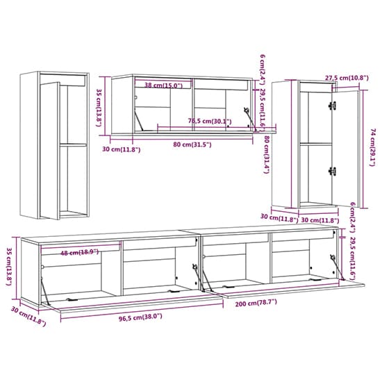 FURCO Grey Solid Pinewood TV Unit with Ample Storage Options