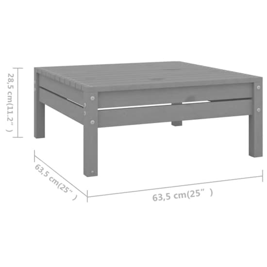 Grey Solid Pinewood 4-Piece Outdoor Lounge Set with Corner Sofa and Footstool