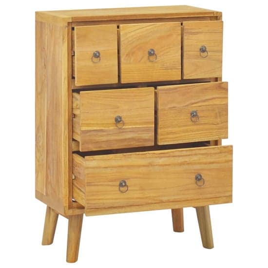 Jacop Solid Teak Wood Chest Of 6 Drawers In Natural