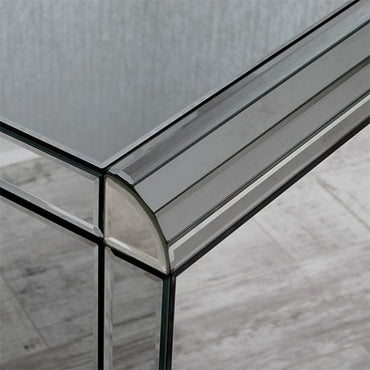 Smokey Glass Mirrored Bedside Cabinet with 3 Drawers and Acrylic Crystal Handles