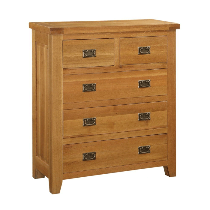 Eden Solid Oak 3+2 Chest of Drawers - Oak Finish