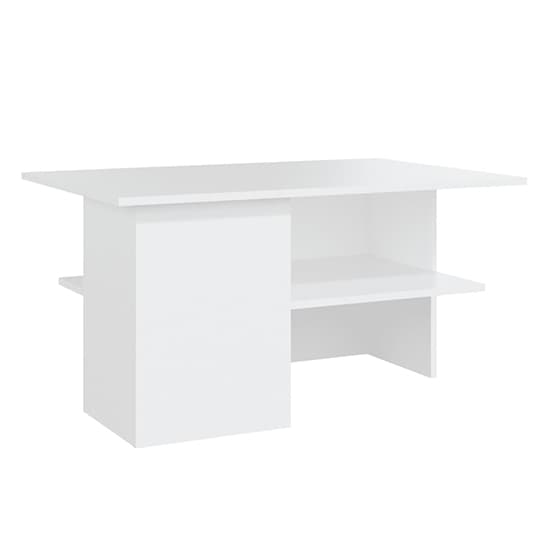 Modern White Wooden Coffee Table with Undershelf for Living Room