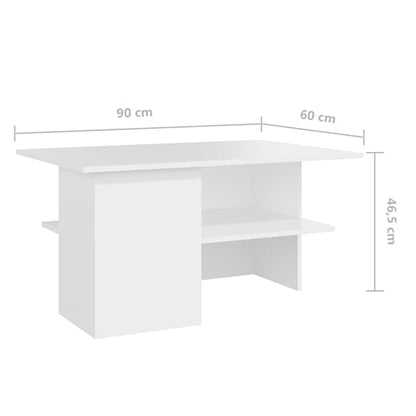 Modern White Wooden Coffee Table with Undershelf for Living Room