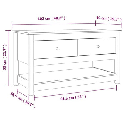 Grey Pine Wood Coffee Table with 2 Drawers and Open Shelf for Living Room Storage