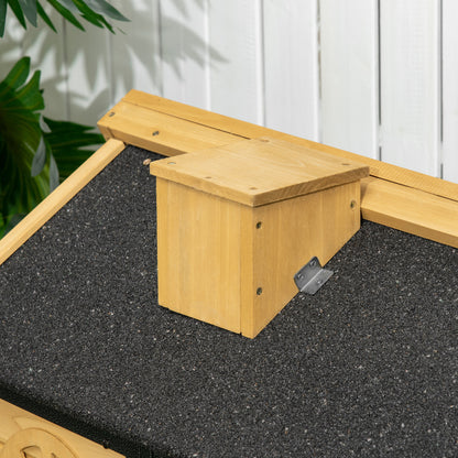 PawHut Outdoor Rabbit Hutch, with Run, Removable Tray, Asphalt Roof, 120 x 55.5 x 80cm