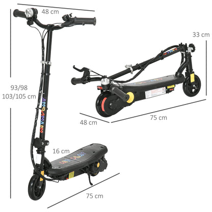 HOMCOM oldable Electric Scooter, with LED Headlight, for Ages 7-14 Years - Black