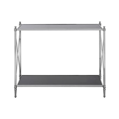 Jefferson Mirrored Console Table In Black And Silver Frame