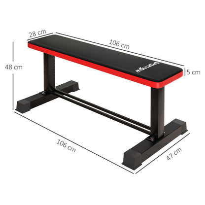 SPORTNOW Flat Weight Bench, 300KG Weight Capacity Workout Bench with Dumbbell Rack