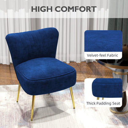 HOMCOM elvet-Feel Tub Accent Chair - Dark Blue