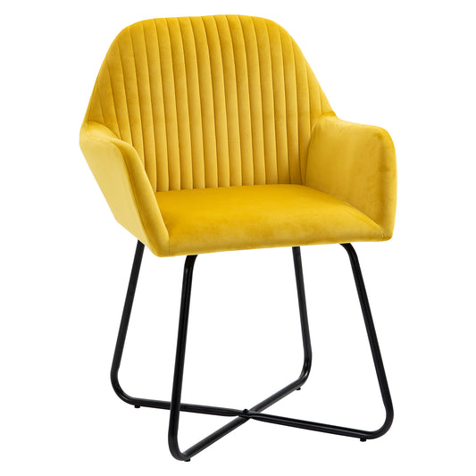 HOMCOM odern Arm Chair Upholstered Accent Chair with Metal Base for Living Room Yellow