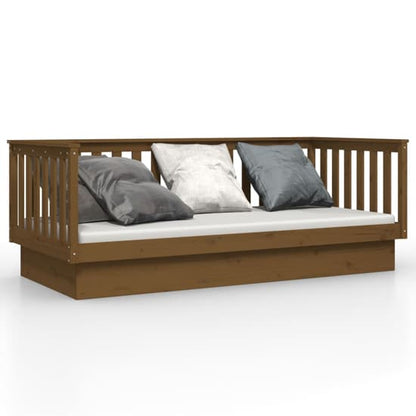 Solid Pine Wood Day Bed in Honey Brown Finish - Versatile Sofa and Sleeping Solution