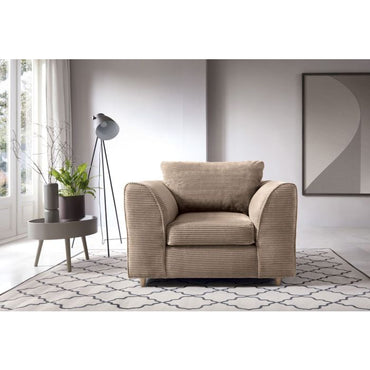 Jasmine Jumbo Cord Armchair - Brown Fabric