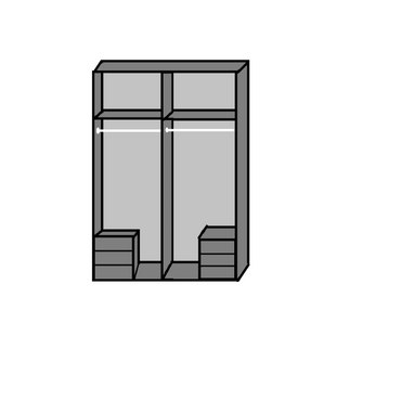 4-Door Mirrored Wardrobe with 6 Drawers in White & Oak - Stylish Storage Solution for Bedrooms