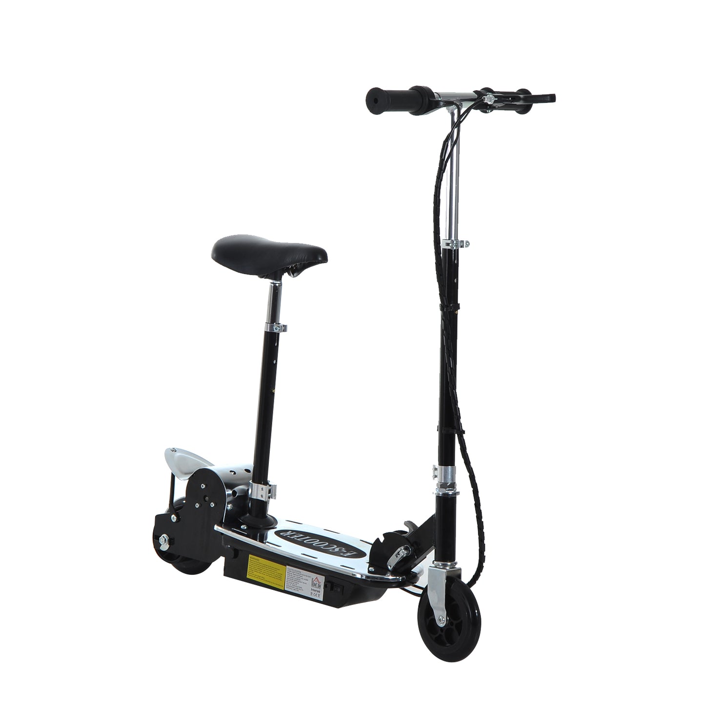 HOMCOM 20W Foldable Powered Scooters with 24V Rechargeable Battery, Adjustable Ride on Toy (Black)