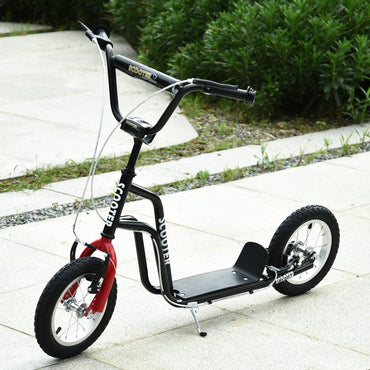 HOMCOM een Kids Stunt Scooter Children Kick Scooter Adjustable Handlebar 2 Brakes Ride On 12 Inch Rubber Tyres Black