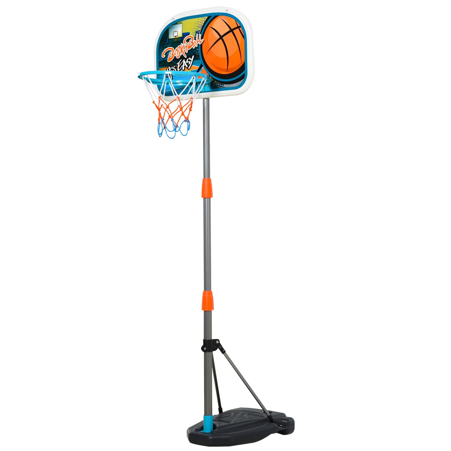 HOMCOM ids Basketball Hoop and Stand Portable Basketball Stand Set w/ Ball Pump Netting Backboard Adjustable Height from 126 cm to 158 cm