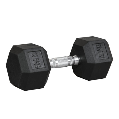 HOMCOM 2.5KG Single Rubber Hex Dumbbell Portable Hand Weights Dumbbell Home Gym